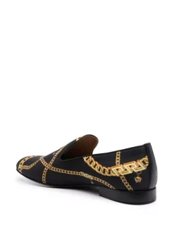 ( Nouvelle Collection ) Versace 5B000 NERO ORO Mocassins En Cuir à Chaîne Greca Homme -Pas Cher Versace Boutique 17336226 37677552 600