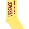 ( Nouvelle Collection ) Versace Chaussettes à Logo Contrastant 2Y400 YELLOW BORDEAUX