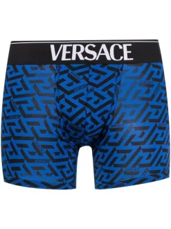 ( Nouvelle Collection ) Versace 5U290 SAPPHIRE + BLACK Boxer à Motif Monogrammé Homme