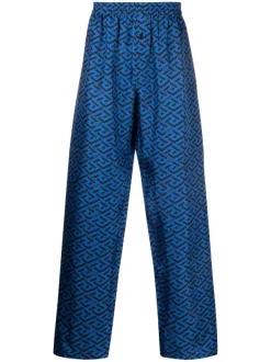 ( Nouvelle Collection ) Versace Pantalon De Pyjama En Coton à Imprimé Géométrique Homme