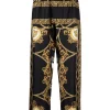 ( Nouvelle Collection ) Versace 5B090 BLACK GOLD Bas De Pyjama En Soie à Imprimé Baroque Homme