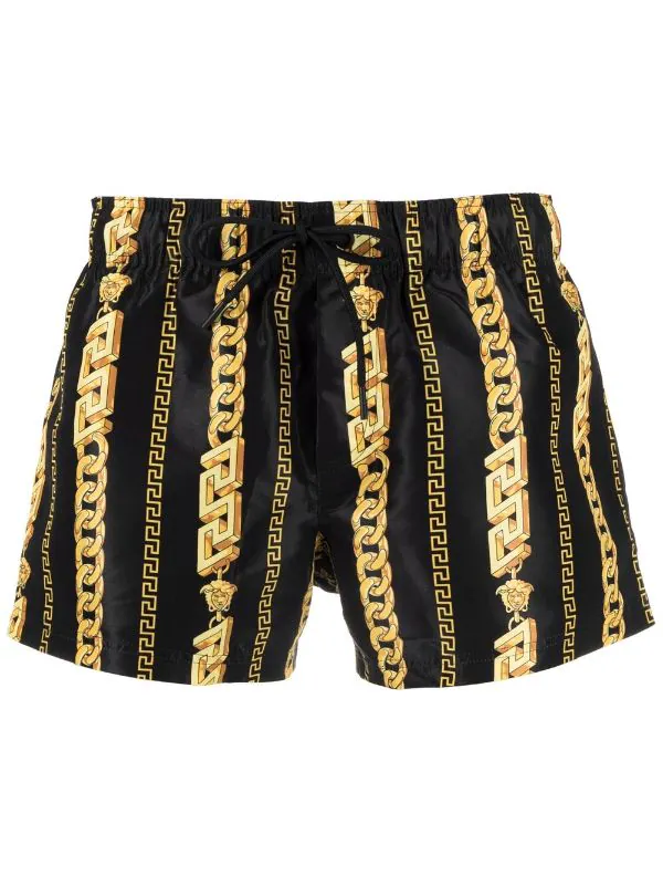 ( Nouvelle Collection ) Versace 5B000 NERO + ORO Short De Bain Greca à Imprimé Chaine Homme 1 ( Nouvelle Collection ) Versace 5B000 NERO + ORO Short De Bain Greca à Imprimé Chaine Homme