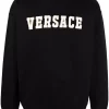 ( Nouvelle Collection ) Versace 1B000 BLACK Sweat à Patch Logo En Chenille Homme