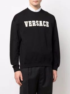 ( Nouvelle Collection ) Versace 1B000 BLACK Sweat à Patch Logo En Chenille Homme -Pas Cher Versace Boutique 17336249 38195515 600