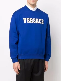 ( Nouvelle Collection ) Versace 1U600 LAPIS Sweat à Patch Logo En Chenille Homme -Pas Cher Versace Boutique 17336251 38094250 600