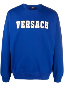 ( Nouvelle Collection ) Versace 1U600 LAPIS Sweat à Patch Logo En Chenille Homme