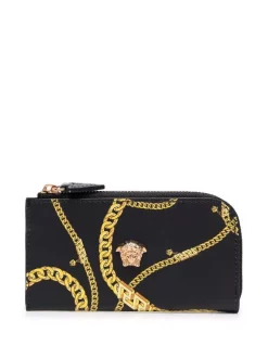 ( Nouvelle Collection ) Versace Porte-cartes à Imprimé Chaîne 5B00V BLACK GOLD