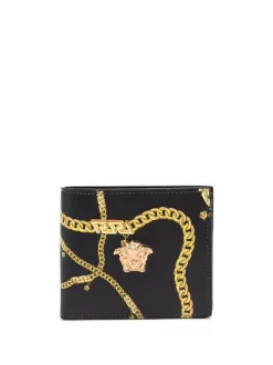 ( Nouvelle Collection ) Versace Portefeuille Pliant à Imprimé Chaîne Homme