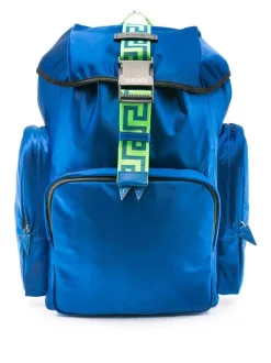 ( Nouvelle Collection ) Versace Sac à Dos à Imprimé Greca 2UA1E SAPPHIRE+NEONGREEN-RUTHENIUM