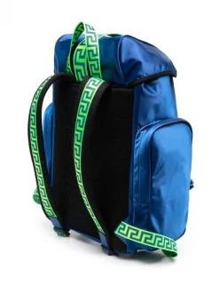 ( Nouvelle Collection ) Versace Sac à Dos à Imprimé Greca 2UA1E SAPPHIRE+NEONGREEN-RUTHENIUM -Pas Cher Versace Boutique 17336264 38094282 600