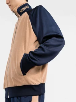 ( Nouvelle Collection ) Versace 2U850 NAVY+BEIGE Veste à à Empiècements Contrastants Homme -Pas Cher Versace Boutique 17336272 52cc3007 84bc 4d87 9eee 60467821a8d9 600