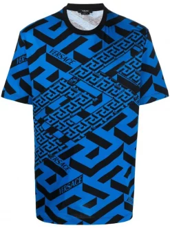 ( Nouvelle Collection ) Versace T-shirt à Imprimé La Greca Homme