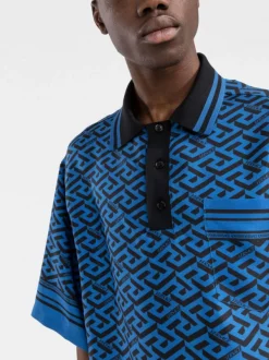 ( Nouvelle Collection ) Versace 5U290 BLUE Polo Ample à Imprimé Greca Homme -Pas Cher Versace Boutique 17336284 3b87778d 3fdc 4603 a6af cbbda12f632f 600