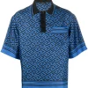 ( Nouvelle Collection ) Versace 5U290 BLUE Polo Ample à Imprimé Greca Homme