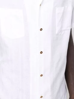 ( Nouvelle Collection ) Versace Chemise Boutonnée à Col Cubain 1W000 OPTICAL WHITE -Pas Cher Versace Boutique 17336287 38091936 600