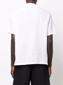 ( Nouvelle Collection ) Versace Chemise Boutonnée à Col Cubain 1W000 OPTICAL WHITE -Pas Cher Versace Boutique 17336287 38093868 600