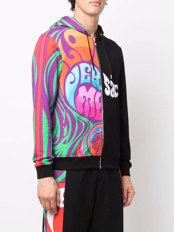 ( Nouvelle Collection ) Versace Hoodie Zippé à Imprimé Graphique 5B020 BLACK + MULTICOLOR 3 ( Nouvelle Collection ) Versace Hoodie Zippé à Imprimé Graphique 5B020 BLACK + MULTICOLOR – Image 3