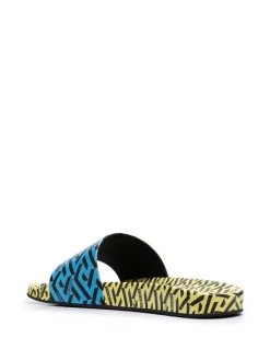 ( Nouvelle Collection ) Versace Claquettes à Imprimé Greca 5Y120 PINEAPPLE+NERO+SKY+NERO -Pas Cher Versace Boutique 17336297 37865254 600