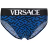 ( Nouvelle Collection ) Versace 5U290 SAPPHIRE + BLACK Slip La Greca à Bande Logo Homme