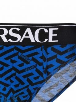 ( Nouvelle Collection ) Versace 5U290 SAPPHIRE + BLACK Slip La Greca à Bande Logo Homme -Pas Cher Versace Boutique 17336307 37814292 600