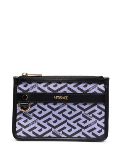 ( Nouvelle Collection ) Versace 5L16V ORCHID BLACK VERSACE GOLD Petite Pochette La Greca Homme