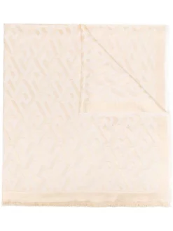 ( Nouvelle Collection ) Versace écharpe à Motif Monogrammé 2W110 WHITE GOLD