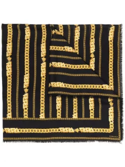 ( Nouvelle Collection ) Versace écharpe Longue à Imprimé Greca 5B000 BLACK + GOLD