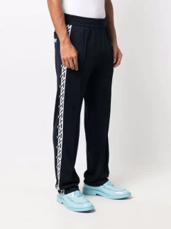Versace Pantalon De Jogging à Imprimé La Greca Signature 1U610 NAVY -Pas Cher Versace Boutique 17337679 35824213 600