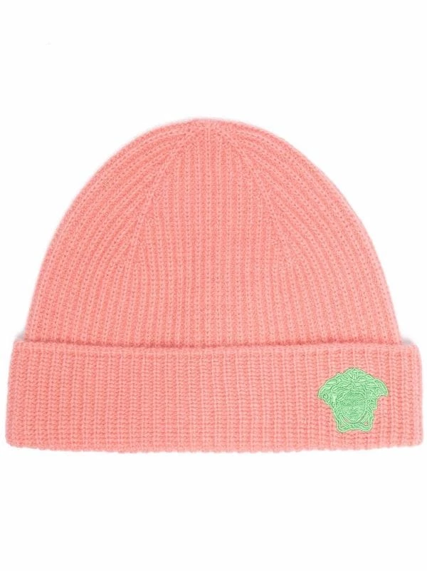 ( Nouvelle Collection ) Versace 1R380 CORAL Bonnet Medusa En Maille Nervurée Femme 1 ( Nouvelle Collection ) Versace 1R380 CORAL Bonnet Medusa En Maille Nervurée Femme