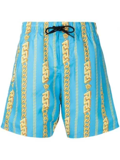 ( Nouvelle Collection ) Versace Short De Bain à Imprimé Chaînes Sky/ Black