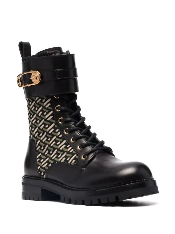 Versace 5B15V Bottines La Greca à Motif Monogrammé Femme 2 Versace 5B15V Bottines La Greca à Motif Monogrammé Femme – Image 2