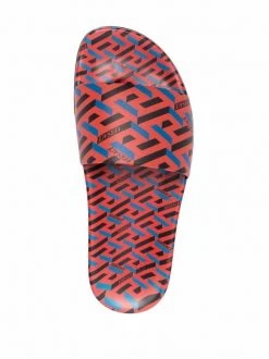 Versace Claquettes à Logo Imprimé Femme -Pas Cher Versace Boutique 17339952 35765737 600