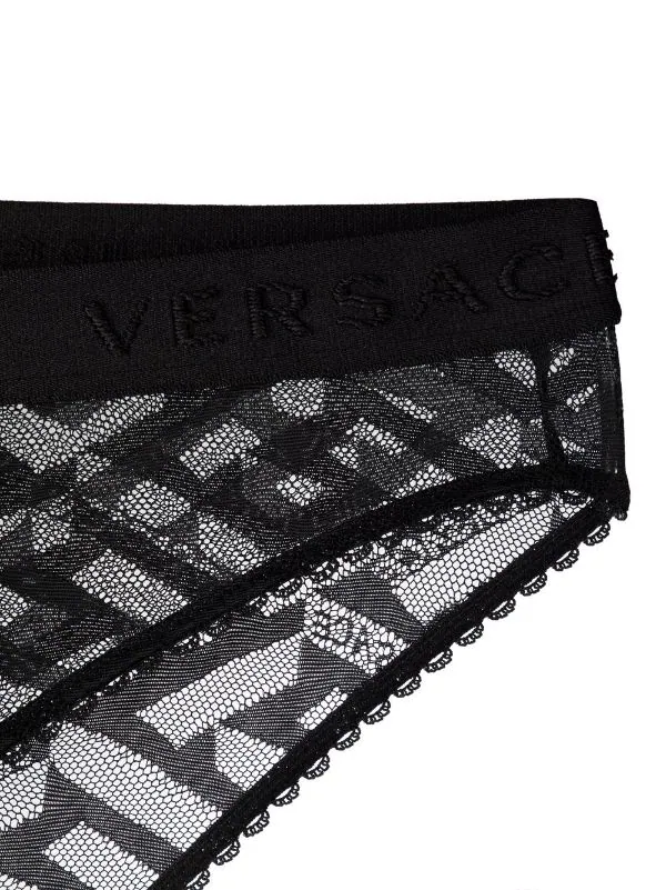 Versace 1B000 BLACK Culotte La Greca à Effet De Transparence Femme 3 Versace 1B000 BLACK Culotte La Greca à Effet De Transparence Femme – Image 3