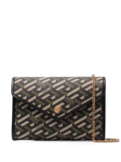 Versace Pochette à Bandoulière La Greca Signature 5B15V BLACK KAKI VERSAGEGOLD