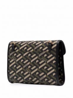 Versace Pochette à Bandoulière La Greca Signature 5B15V BLACK KAKI VERSAGEGOLD -Pas Cher Versace Boutique 17340568 35879357 600