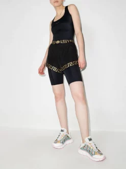 ( Nouvelle Collection ) Versace 1B000 BLACK Short à Taille élastiquée La Greca Femme -Pas Cher Versace Boutique 17341868 38429506 600