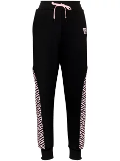 ( Nouvelle Collection ) Versace 5B530 NERO + CANDY Pantalon De Jogging La Greca à Lien De Resserrage Femme