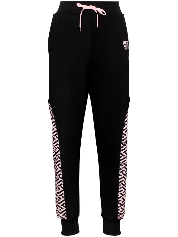 ( Nouvelle Collection ) Versace 5B530 NERO + CANDY Pantalon De Jogging La Greca à Lien De Resserrage Femme 1 ( Nouvelle Collection ) Versace 5B530 NERO + CANDY Pantalon De Jogging La Greca à Lien De Resserrage Femme