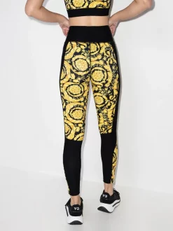 Versace 5B010 NERO + STAMPA Legging Imprimé Barocco à Taille Haute Femme -Pas Cher Versace Boutique 17341928 38024446 600