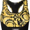 ( Access Edit ) Versace 5B010 NERO + STAMPA Brassière De Sport à Imprimé Baroque Femme