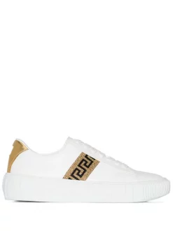( Nouvelle Collection ) Versace 2W110 BIANCO ORO Baskets Greca Femme