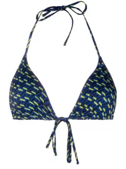 Versace 5U190 Royal Blue+Yellow Haut De Bikini à Motif Monogrammé Femme