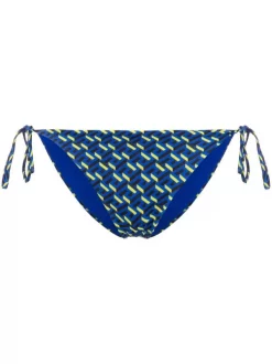 Versace 5U190 Royal Blue+Yellow Bas De Bikini Imprimé à Détail Noué Femme