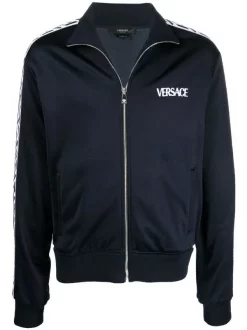 Versace Veste De Sport La Greca à Logo Brodé 1U610 NAVY