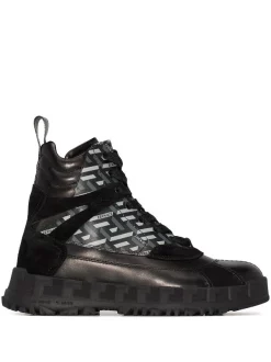 Versace Bottines Greca Rhegis En Cuir BLACK