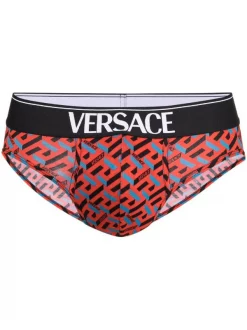 Versace Slip à Imprimé Greca Homme