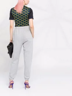 Versace 5B010 BLACK + PRINT T-shirt à Coutures Contrastantes Femme -Pas Cher Versace Boutique 17426724 36160999 600