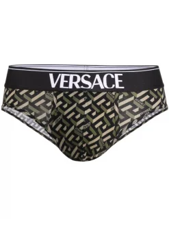 Versace Slip à Imprimé Greca Homme