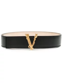 ( Access Edit ) Versace KVO41 NERO-ORO VERSACE Ceinture En Cuir à Boucle Virtus Femme