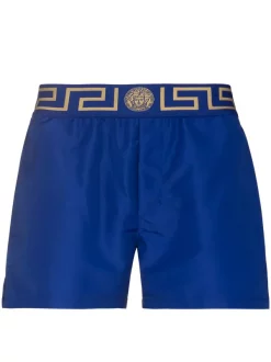 Versace Short De Bain à Bande Greca Homme